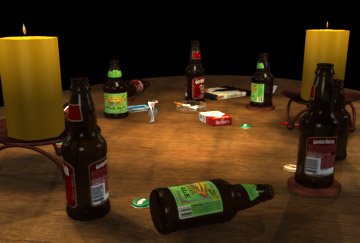 long shot of coffe table scene